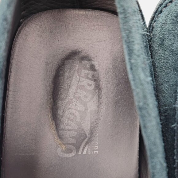 Salvatore Ferragamo Parigi Suede Blue Teal Driving Loafers Mens 10EE Dress Shoes - Picture 13 of 15